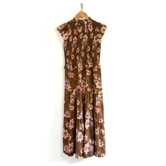 SEA New York Midi Smocked Floral Flutter-Sleeve Sylvie Dress - Picture 2 of 6